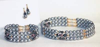 Gun-metal and amethyst